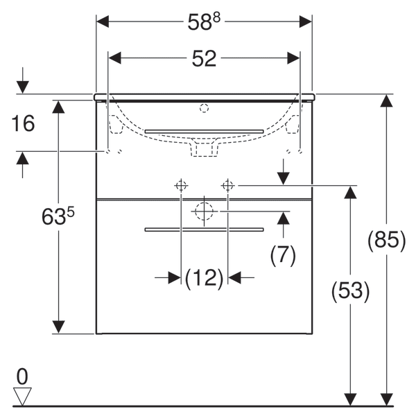 MOBILIER 60 CM SELNOVA SQUARE CU LAVOAR, DOUA SERTARE,ALB